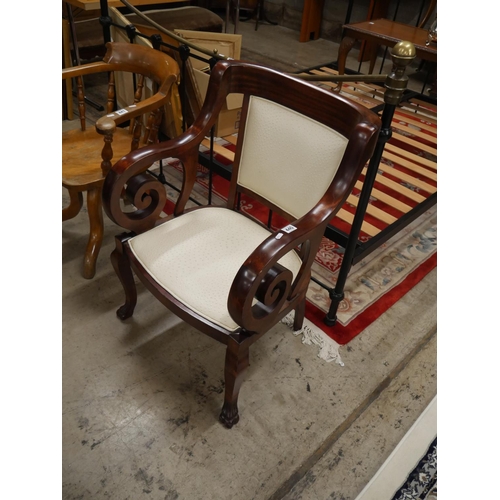 440 - MAHOGANY SCROLLED ARMCHAIR