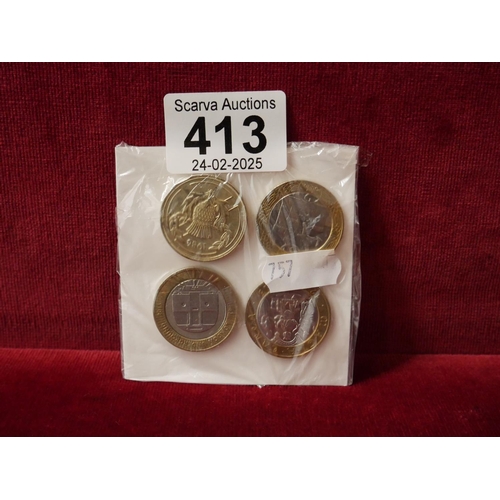 413 - 4 COLLECTABLE £2 COINS