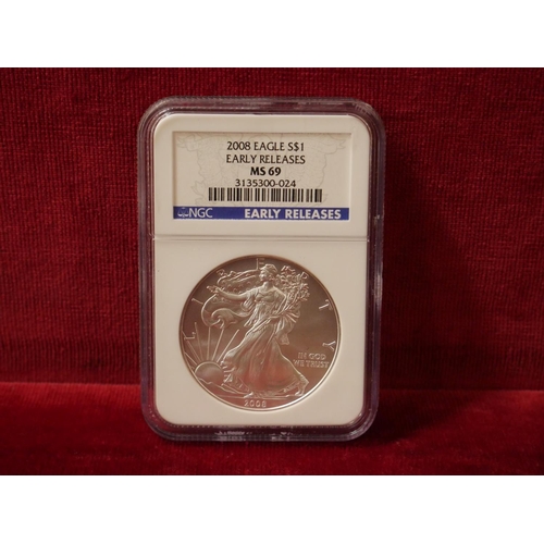 338 - 2008 SILVER DOLLAR GRADED COIN