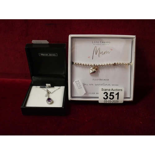 351 - SILVER NECKLACE & BRACELET