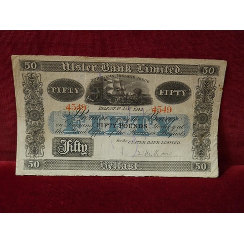355 - 1943 ULSTER BANK £50 NOTE