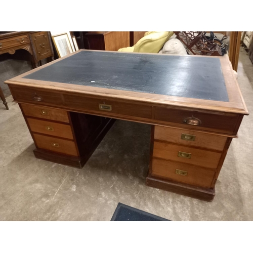 548 - TWIN PEDESTAL LEATHER TOP DESK