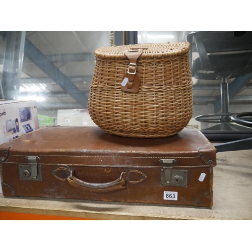 863 - SUITCASE & BASKET