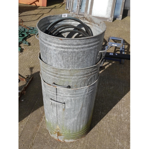 61 - 3 GALVANIZED BINS