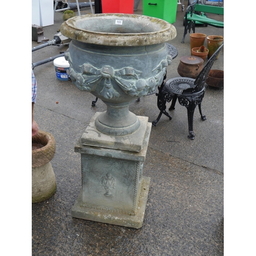 151 - LARGE CONCRETE URN ON STAND
