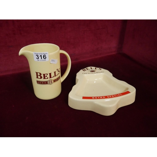 316 - ADVERTISING JUG AND ASHTRAY