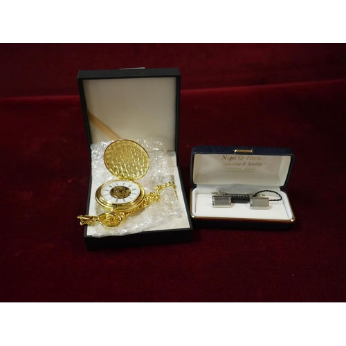 431 - POCKET WATCH AND CUFFLINKS