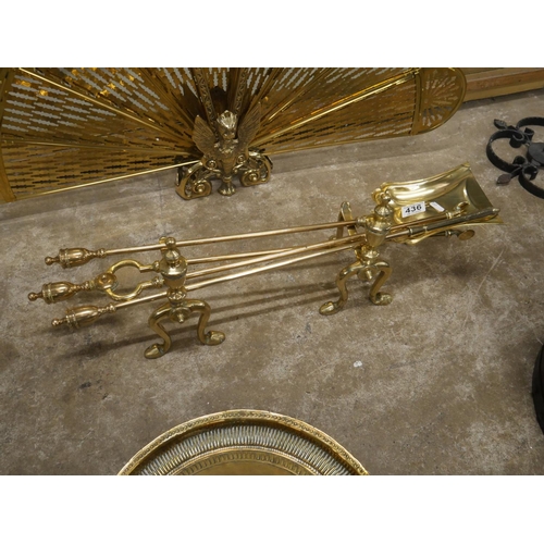 436 - BRASS FIRE IRONS
