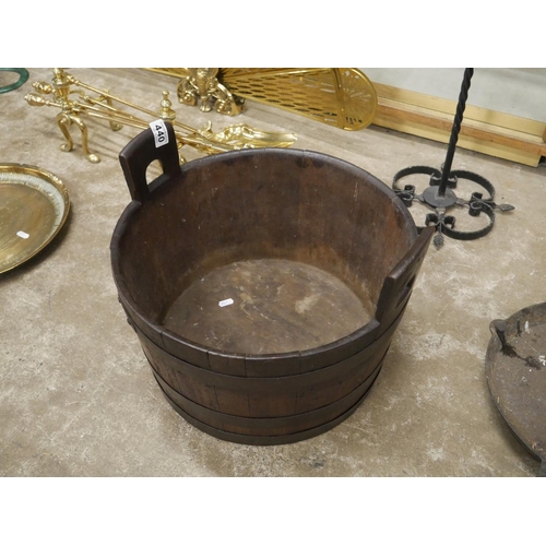 440 - ANTIQUE METAL BOUND LOG BUCKET