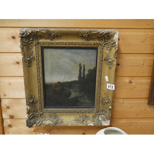 472 - ANTIQUE DUTCH OIL PAINTING ON CANVAS IN ORIGINAL FRAME