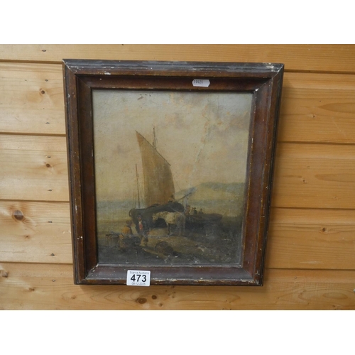 473 - ANTIQUE DUTCH OIL ON CANVAS