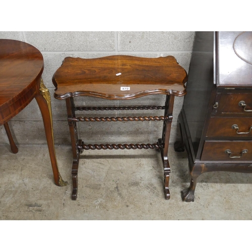 479 - VICTORIAN ROSEWOOD LAMP TABLE WITH FRET WORK SIDES