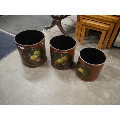 582 - 3 PAINTED PLANTERS