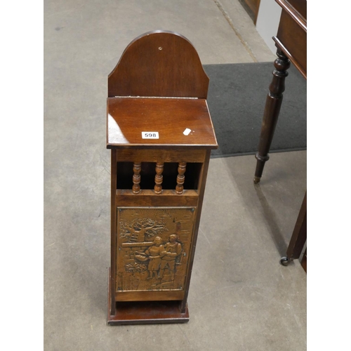 598 - HANGING CORNER CABINET WITH COPPER PANEL
