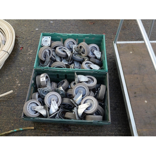 91 - 2 BOXES OF TROLLEY WHEELS