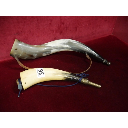 36 - 2 POWDER HORNS
