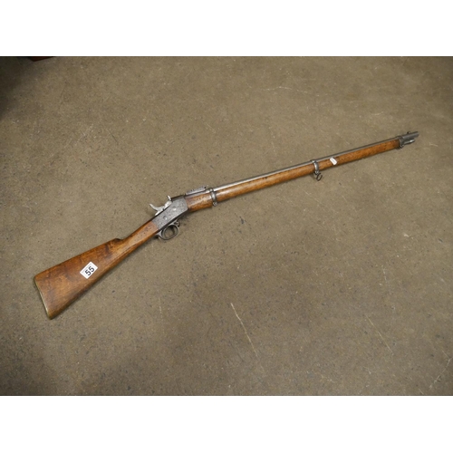 55 - SWEDISH ROLLING BLOCK RIFLE 1876 OBSOLETE CAL MECHANISM GOOD TOTAL LENGTH 49 INCHES