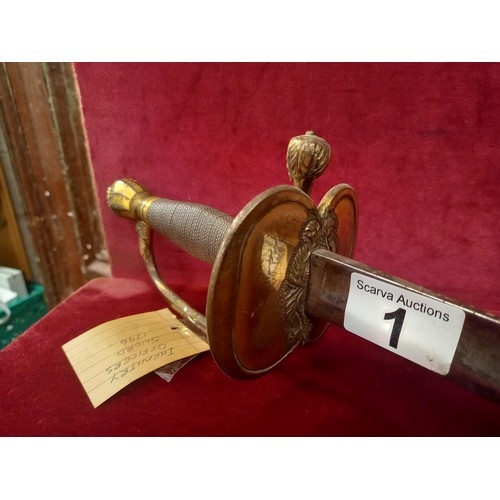 1 - INFANTRY OFFICER'S SWORD 1796 TOTAL LENGTH 39 INCHES