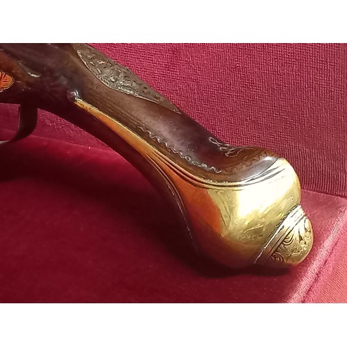 27 - QUEEN ANNE STYLE FLINTLOCK PISTOL MECHANISM GOOD TOTAL LENGTH 19 INCHES