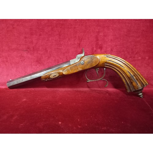 29 - ORNATE PERCUSSION PISTOL MECHANISM GOOD TOTAL LENGTH 14 1/2 INCHES