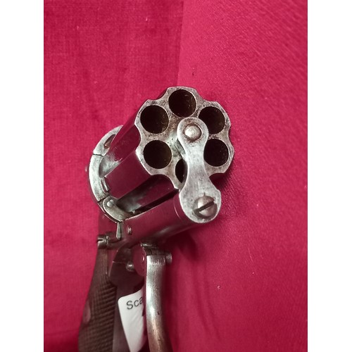 34 - 6 SHOT PIN FIRE POCKET REVOLVER MECHANISM GOOD TOTAL LENGTH 5 1/2 INCHES