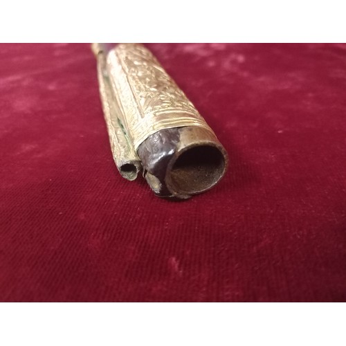 28 - FLINTLOCK PISTOL MECHANISM GOOD TOTAL LENGTH 19 1/2 INCHES