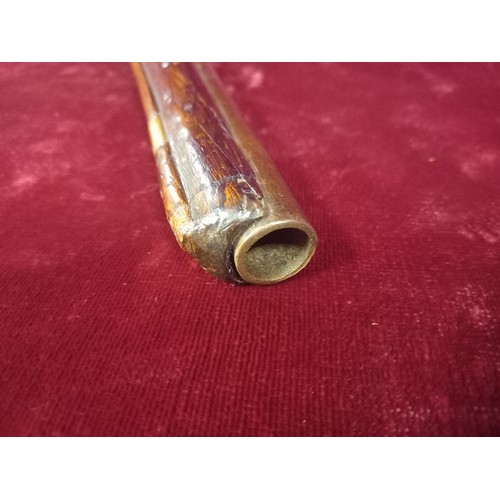 30 - FLINTLOCK PISTOL MECHANISM WORN TOTAL LENGTH 17 1/2 INCHES