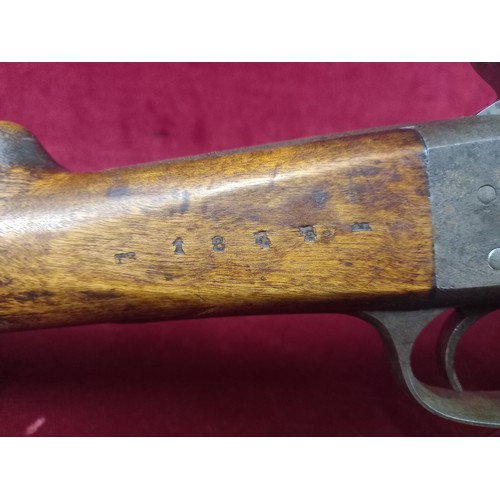 55 - SWEDISH ROLLING BLOCK RIFLE 1876 OBSOLETE CAL MECHANISM GOOD TOTAL LENGTH 49 INCHES
