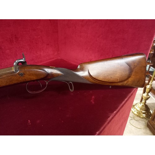 PERCUSSION RIFLE BY LOVAT OF RIPON, 28 INCH HEAVY OCTAGONAL BARREL ...