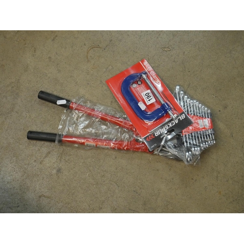 190 - G CLAMP AND SPANNERS ETC