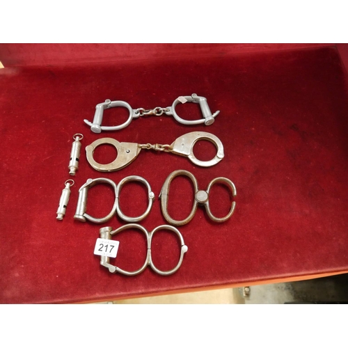 217 - SELECTION OF HANDCUFFS NO KEYS