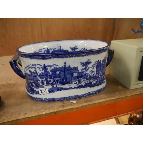 231 - LARGE BLUE AND WHITE PLANTER