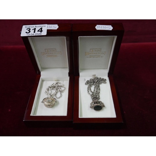 314 - 2 SILVER NECKLACES