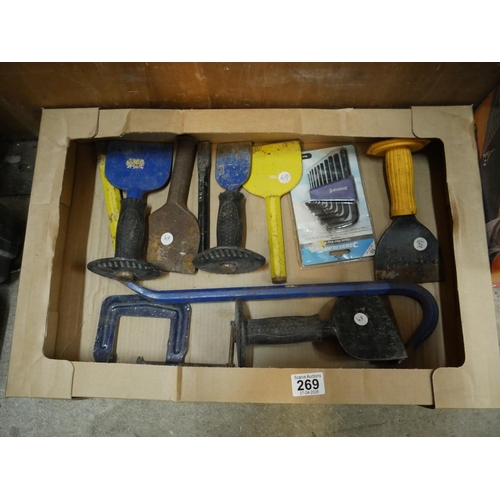 269 - BOX OF CHISELS