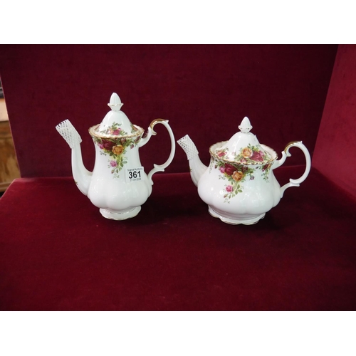 361 - OLD COUNTRY ROSE TEA AND COFFEE POTS