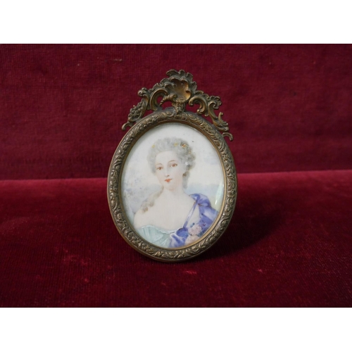 372 - BRASS FRAMED MINIATURE WATERCOLOUR