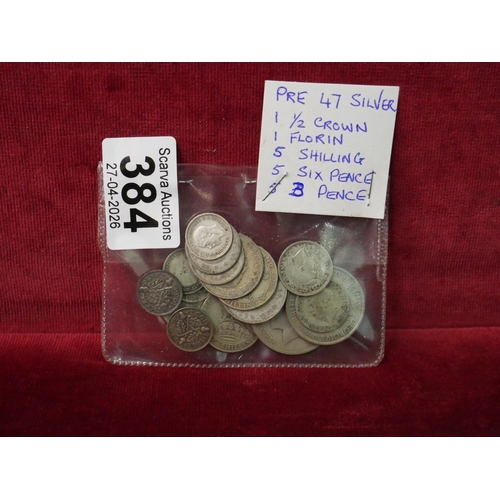 384 - LOT OF PRE 47 COINS