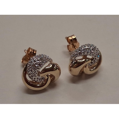 416 - 9CT GOLD AND DIAMOND EARRINGS