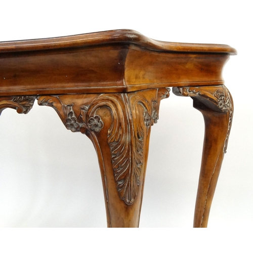 15A - Carved American walnut console table, 88cm tall x 121cm wide x 51cm deep