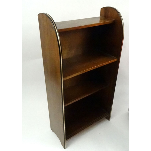 44 - Art Deco style open bookcase and two leatherette stools