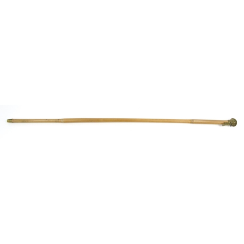 444 - Military interest Bruce Bairnsfather bamboo walking stick, 100cm long