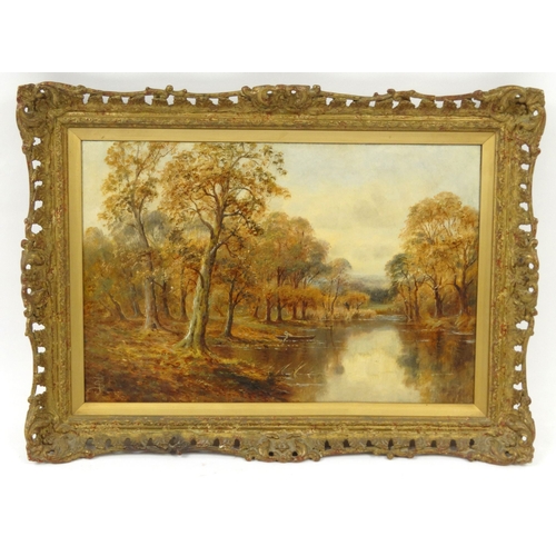 1234 - Sidney Yates Johnson - Winds in the Forest - Oil onto canvas, mounted in a gilt wooden frame, paper ... 