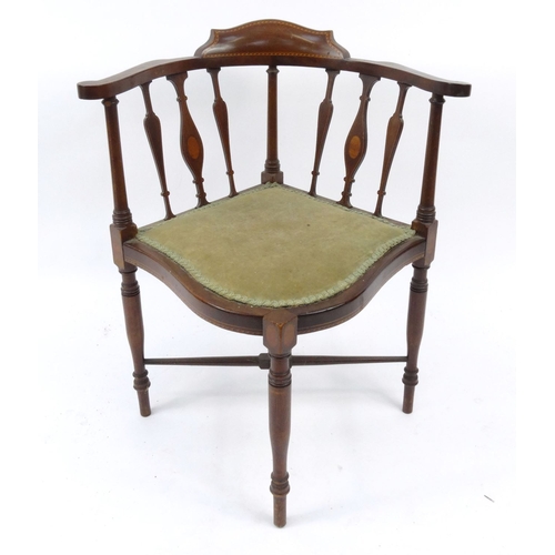39 - Edwardian inlaid mahogany corner chair