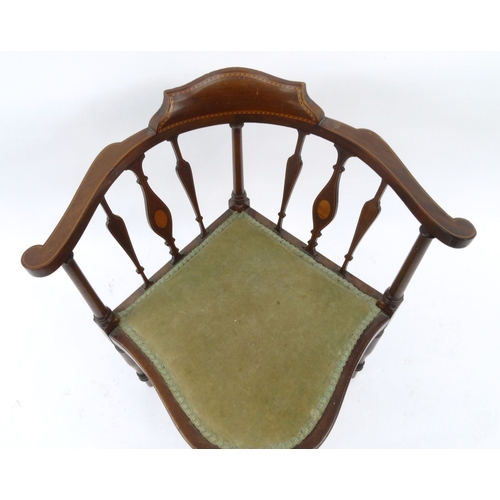 39 - Edwardian inlaid mahogany corner chair