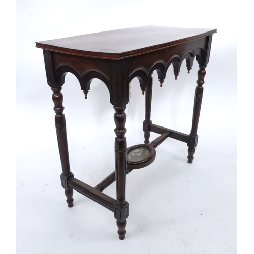 54 - Carved Edwardian decorative mahogany centre table with mirrored stretcher, 72cm high x 72cm wide x 3... 