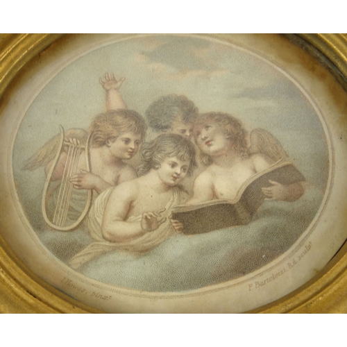 70 - Pair of antique Bartolozzi cherub prints, in gilt wooden frames, each 15cm diameter excluding the fr... 