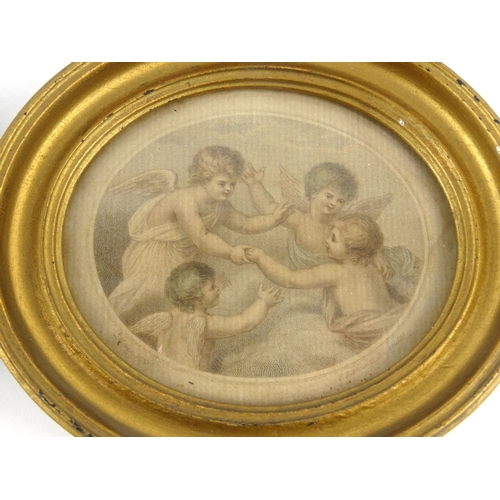 70 - Pair of antique Bartolozzi cherub prints, in gilt wooden frames, each 15cm diameter excluding the fr... 