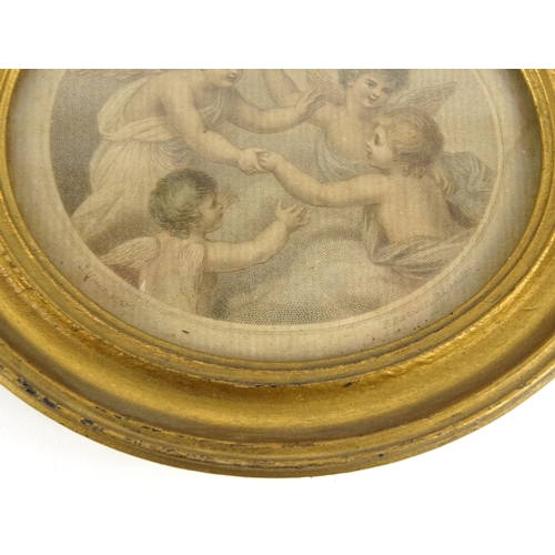 70 - Pair of antique Bartolozzi cherub prints, in gilt wooden frames, each 15cm diameter excluding the fr... 