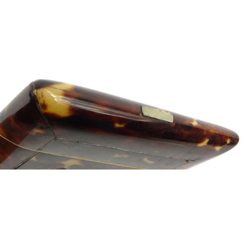 99 - Victorian tortoiseshell card case with mother of pearl inlay, 10cm x 8cm