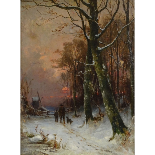 1213 - Maurice Page 87 - Winter's Gleaming Chipstead Surrey - Oil onto canvas of figures in a country lane,... 